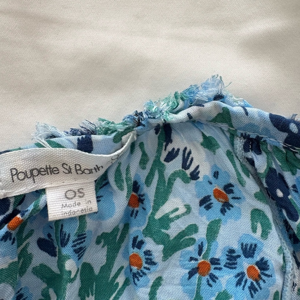 Poupette St. Barth Blue and Green Floral Top Sz OS - Picture 2 of 4